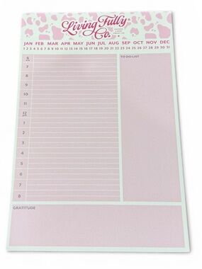 Living Fully Co Daily Planner Notepad | Pink Cow Print, To Do List & Gratitude